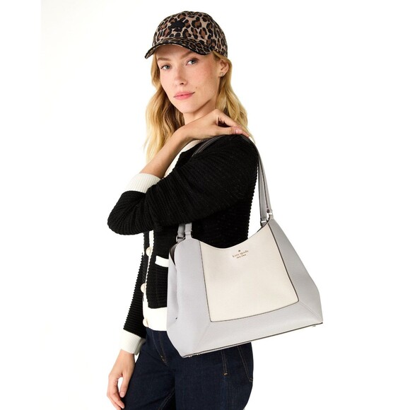 New Kate Spade Lena Large Triple Compartment Shoulder Bag Mountain Gray Multi - Picture 4 of 5